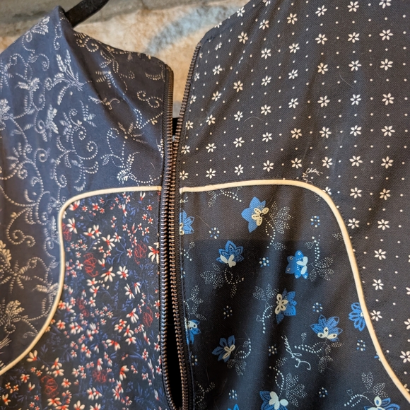 See By Chloe Dark Blue Patchwork Floral A-Line Dress, 42, Large - Picture 7 of 8